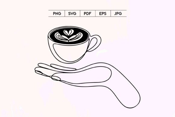 Coffee Cup in Hand Minimal Line Art SVG Review