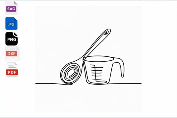Measuring Cup and Spoon Line Art SVG Review