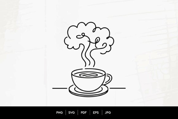 Steaming Coffee Cup Continuous Line Art Review