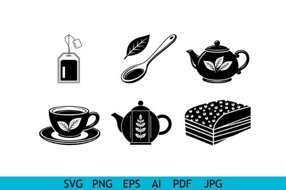 Tea Cup Teapot Bag Cake Leaf Bundle SVG Review